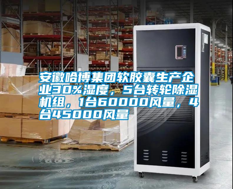安徽哈博集團軟膠囊生產(chǎn)企業(yè)30%濕度，5臺轉(zhuǎn)輪除濕機組，1臺60000風(fēng)量，4臺45000風(fēng)量